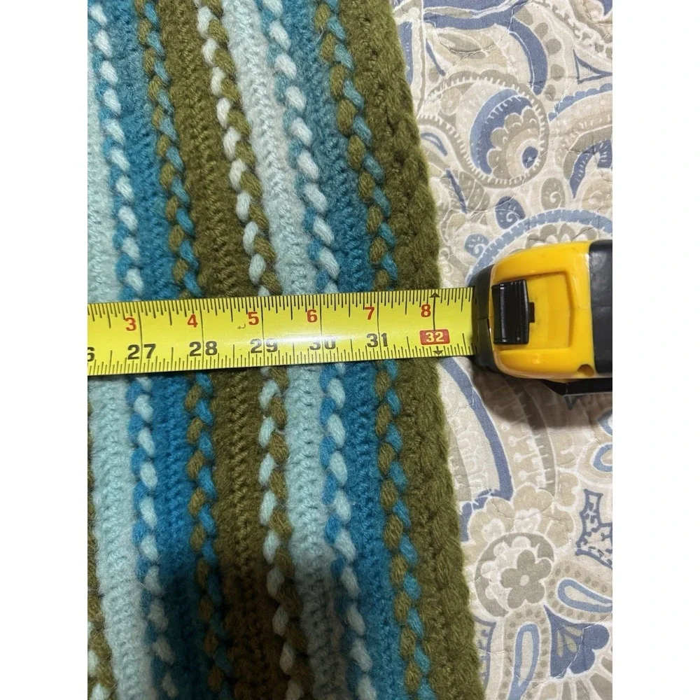 Vintage Hand Knit Crochet Throw Afghan 32